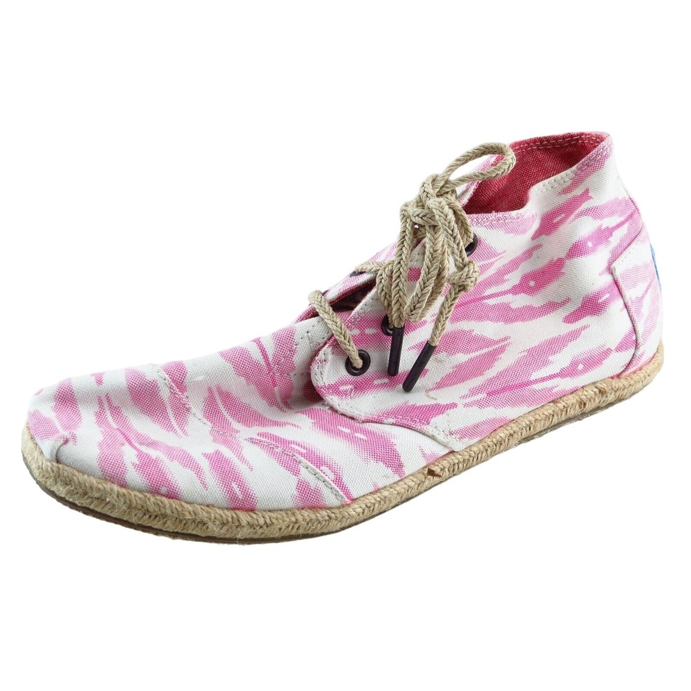 Toms Fashion Sneakers Pink Lace Up Shoes Fabric Women‎ 9 Medium